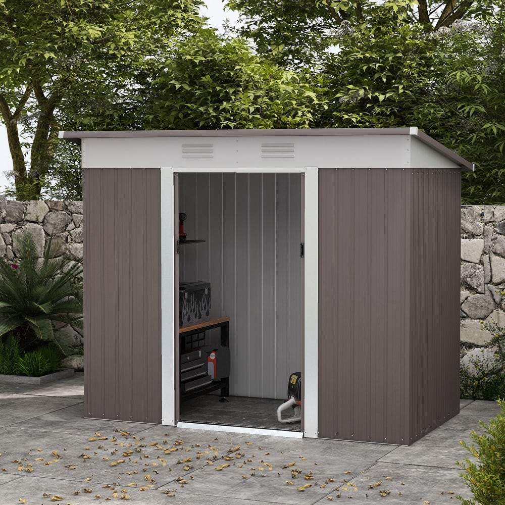 Outsunny 6' x 3.6' Steel Frame Backyard Garden Tool Storage Shed with 2 Air Vents and Dual Locking Doors