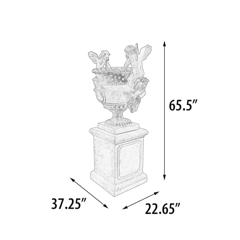 Angels Urn On Base Stone Cast