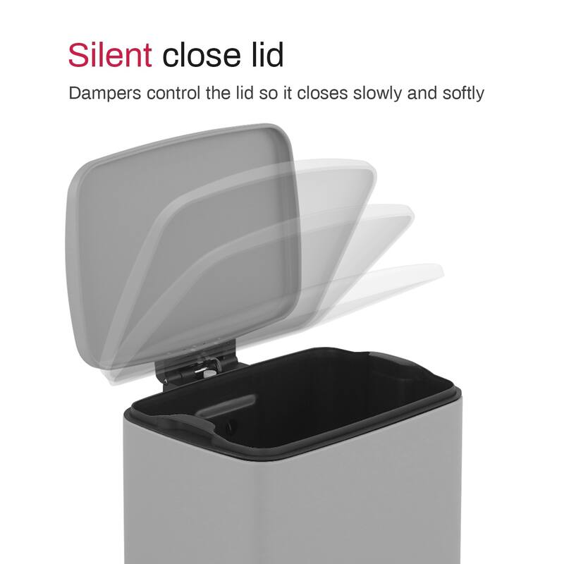 Innovaze 5.3 Gal./20 Liter Rectangular Stainless Steel step-on Trash Can for kitchen