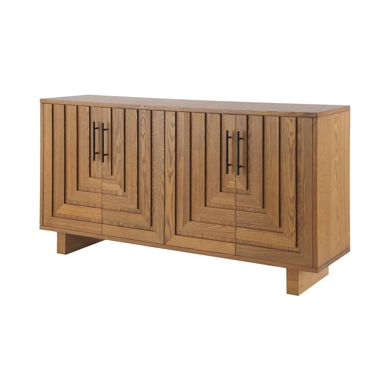 Modern 59" Sideboard Storage Cabinet with 4-Door and Metal Handles for Home Organization