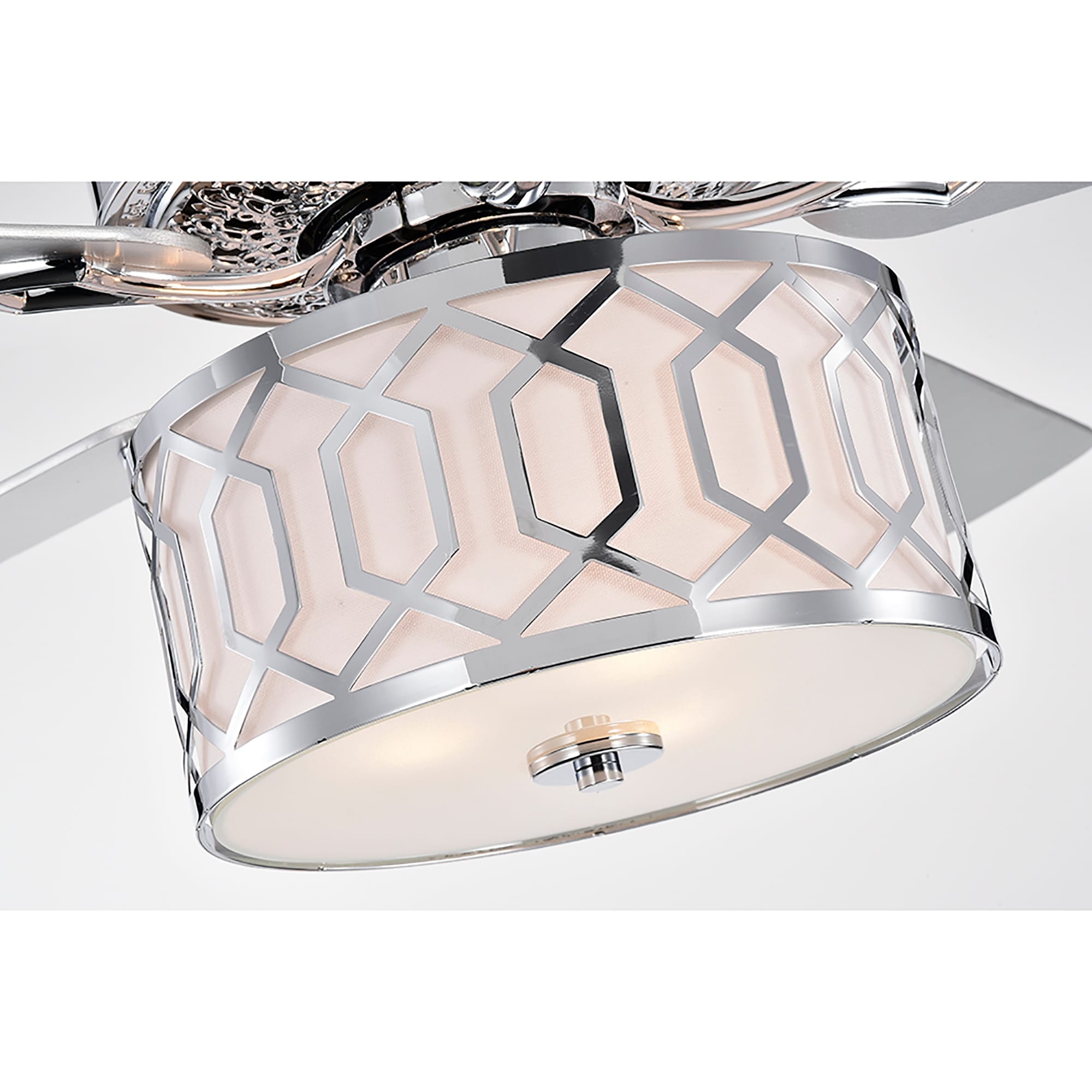 Muzanne Chrome 52-Inch 5-Blade Geometric Pattern Metal