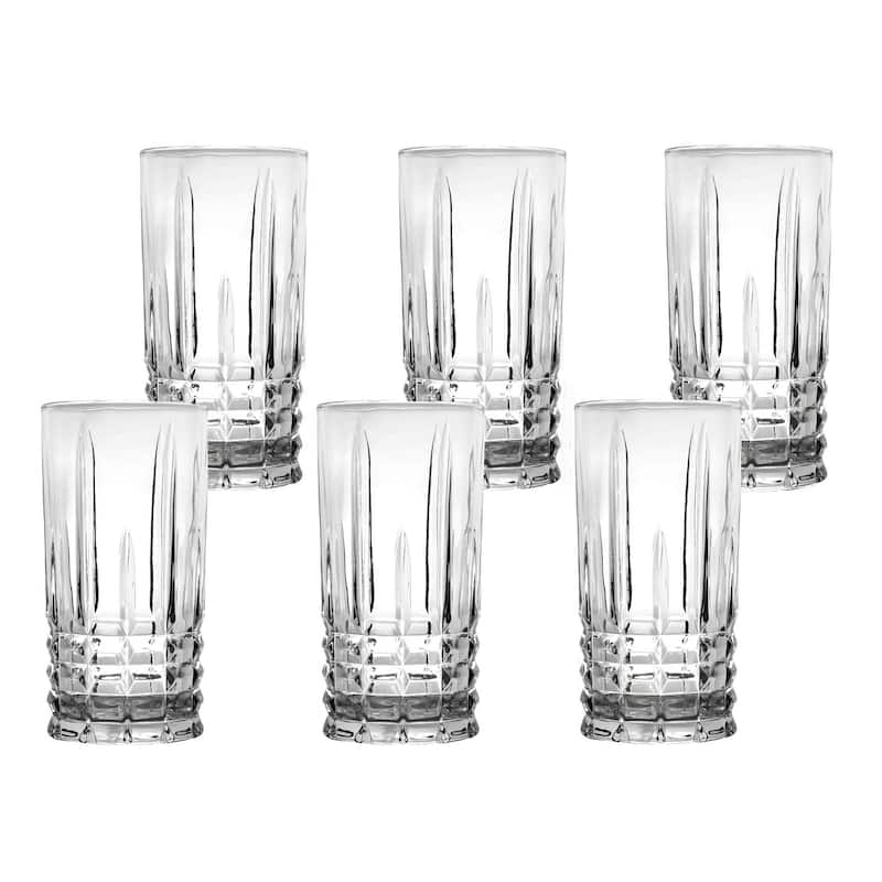 Lorren Home Trends 12 OZ. Drinking Glass-Textured Cut Glass, Set of 6