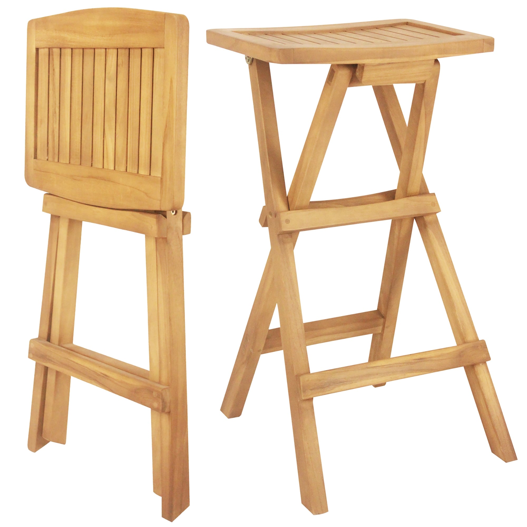 Gymax Outdoor Bar Stools Set of 2 w/ Countered Seat & Footrest Patio