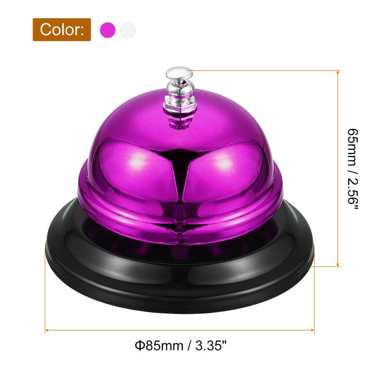 2 Pcs Call Bell, Desk Bell Service Dinner Bell - Rose Red+Silver - 85mm/3.35"