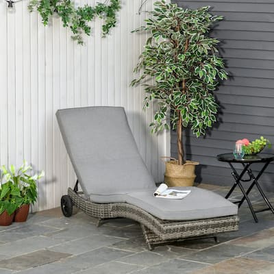 Foldable Chaise Lounge, 5-Level Adjustable Backrest, Breathable Mesh