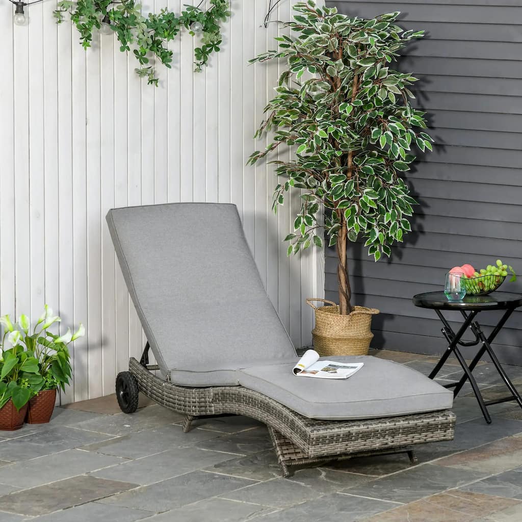Foldable Chaise Lounge, 5-Level Adjustable Backrest, Breathable Mesh