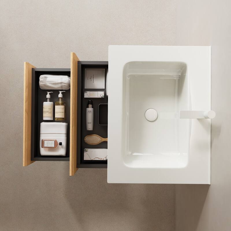 Wall-Mounted Bathroom Vanity Set with Integrated Ceramic Sink