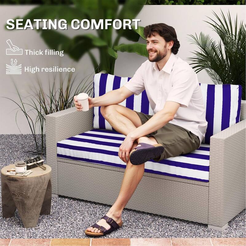 Outdoor Loveseat Cushion Set (Set of 1 Seats,48x24in, 2 Backs,24x18in )