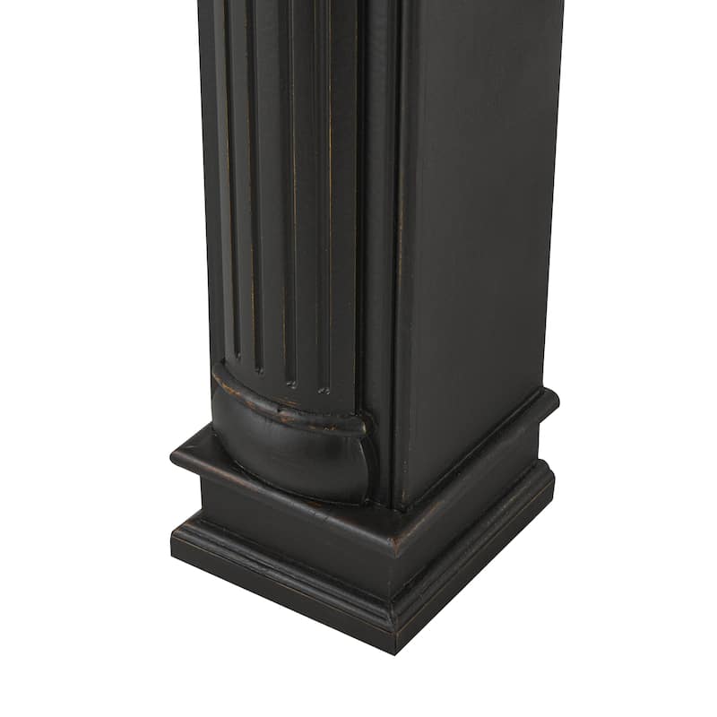 Wooden Scroll Freestanding Fireplace Mantle with Floral Accents - Black - Roche River Decor