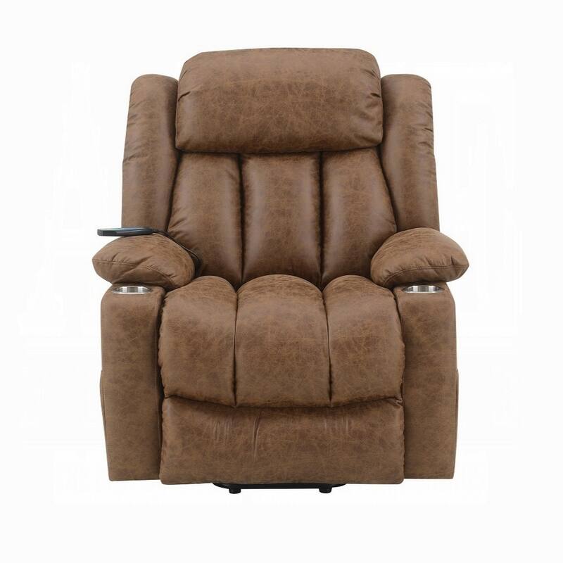 Mario Power Recliner Lift Chair, Heating Massage, Brown Faux Leather