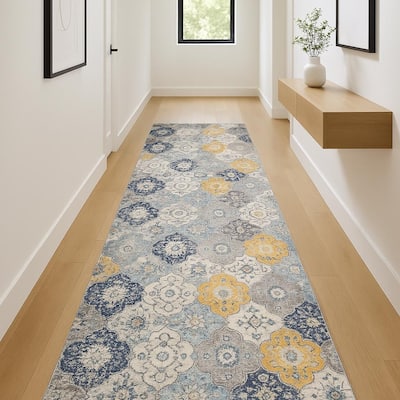 HomeRoots Abstract Modern Runner Area Rug