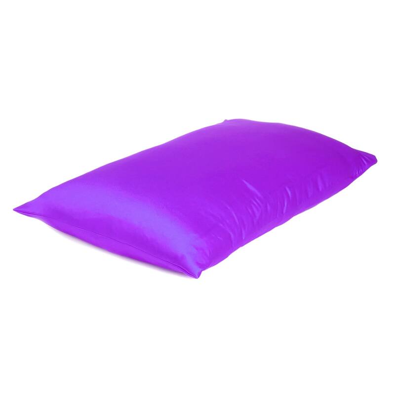 HomeRoots Bright Purple Dreamy Set Of 2 Silky Satin Queen Pillowcases