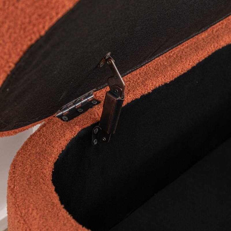 Modern Glam Teddy Fabric Upholstered Storage Ottoman Bench