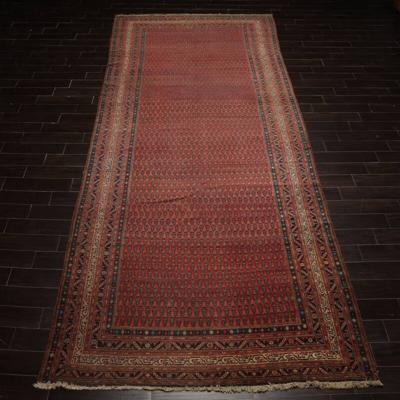 6'11''x15'9'' Hand Knotted Wool Antique Rose Paisley Rug - 6' 11'' x 15' 9''