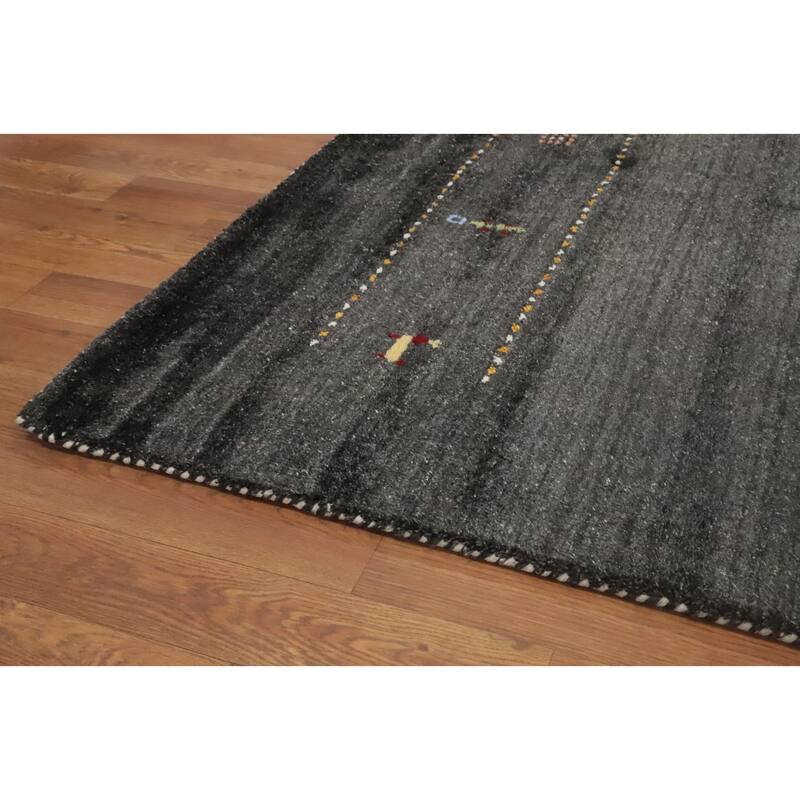 Hand Knotted Oriental 100% Wool Carpet Tribal Animal Pictorial Greys & Charcoal Gabbeh Area Rug - 8' 0'' X 8' 5''