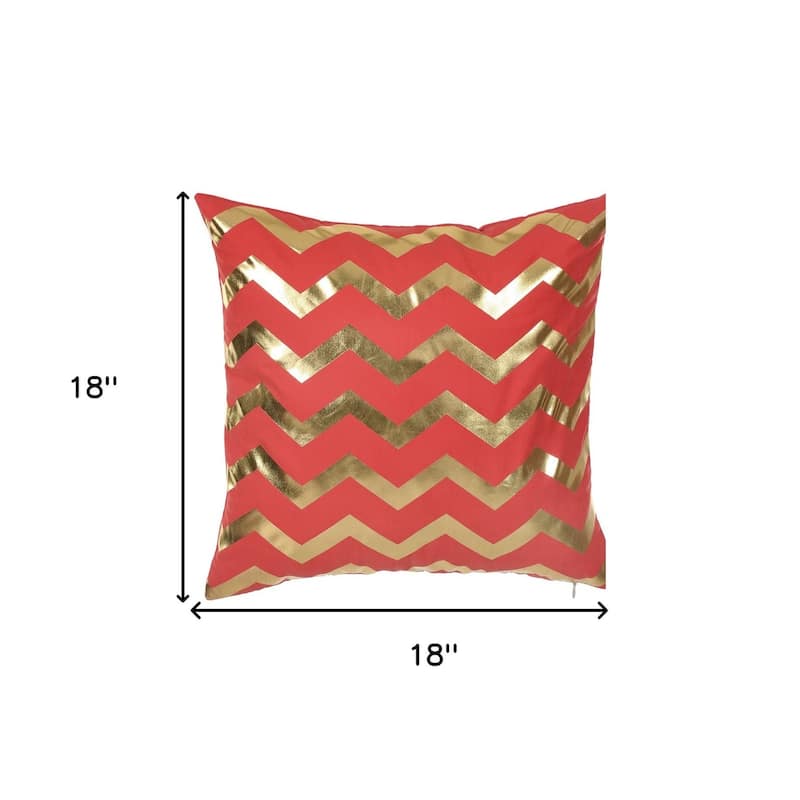 HomeRoots 18" Red and Gold Throw Pillow Cover
