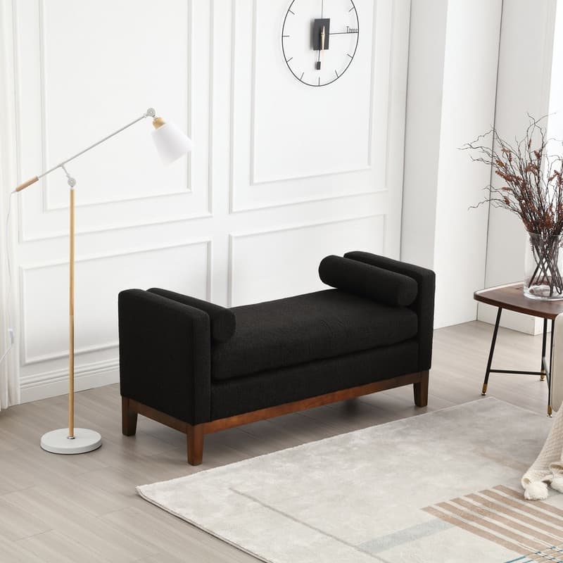 53.5"W Upholstered Bench with Bolster Pillows
