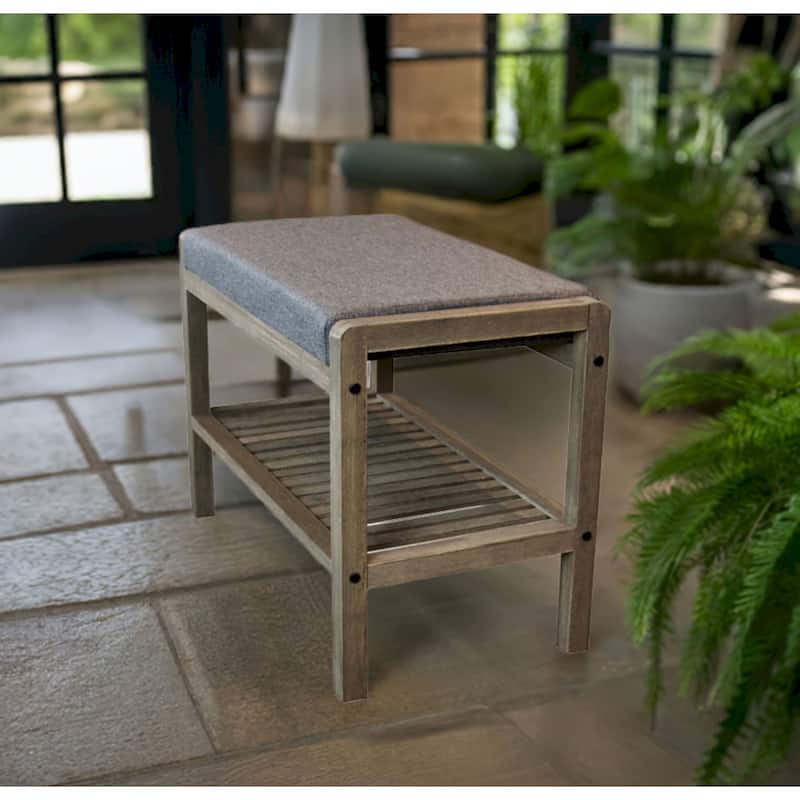 Ecostyle Solid Bamboo Padded Bench with Slatted Shelf