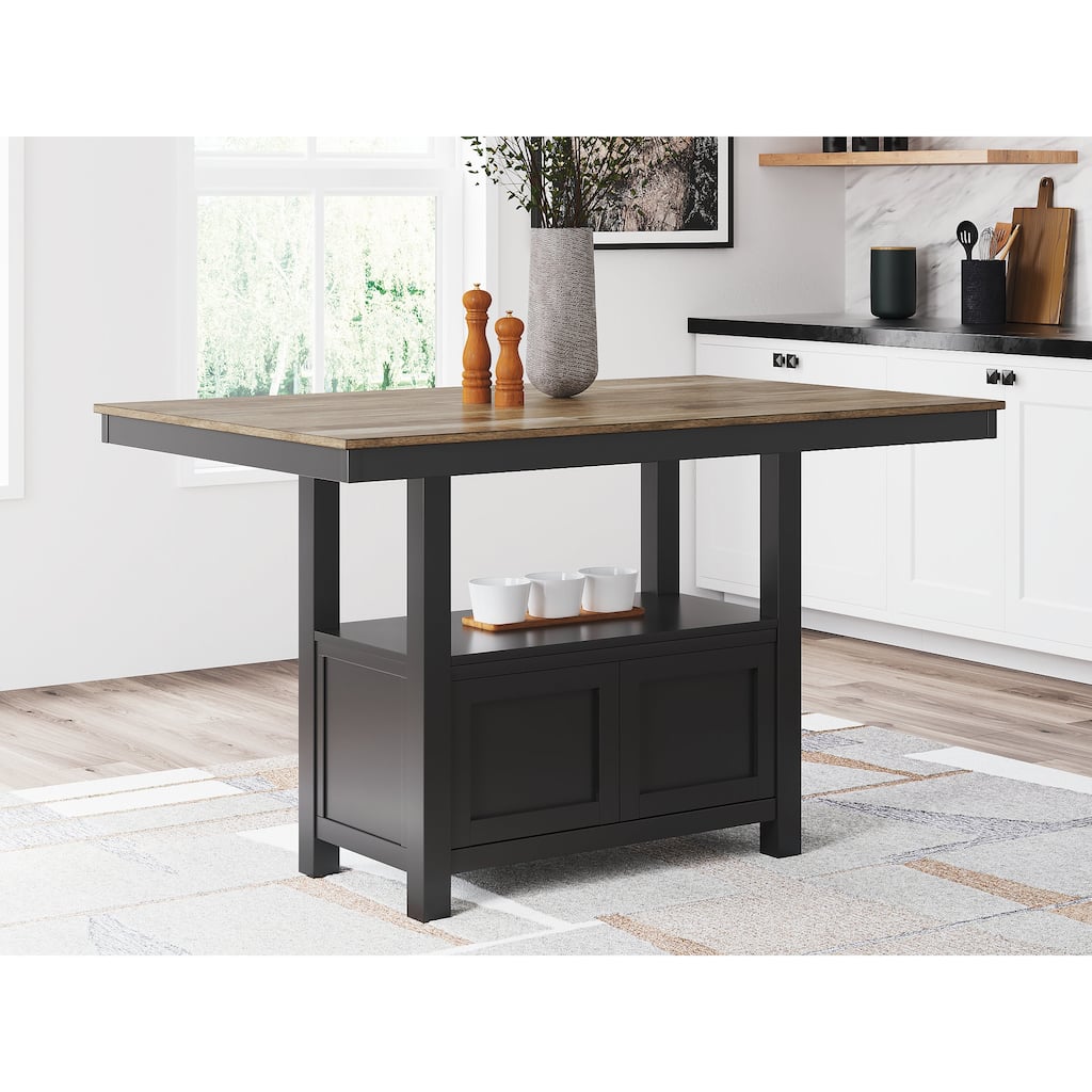 Signature Design by Ashley Wildenauer Brown/Black Rectangular Dining Counter Table - 60"W x 38"D x 36"H