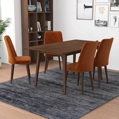 Even Modern Solid Wood Dining Table and Chair Set 5 Piece Dining Room Furniture Set