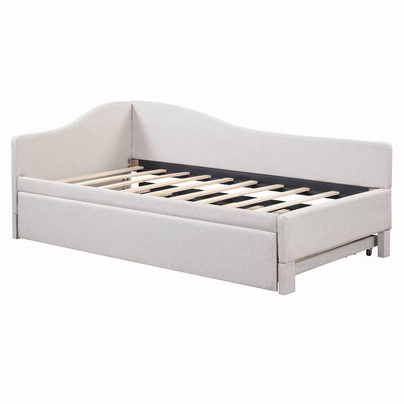 Luxurious Upholstered L-Shaped Daybed with Innovative Pop Up Trundle,for Various Rooms