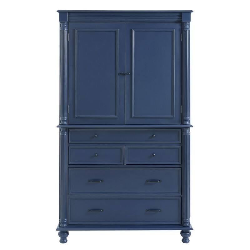 Farmhouse 77.3" Tall Kitchen Pantry Cabinet with 5 Drawers, 6 Door Shelves, 2 Adjustable Shelves