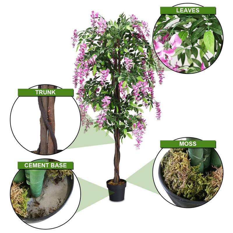 Artificial Wisteria Tree 6FT Indoor Outdoor with Adjustable Branches