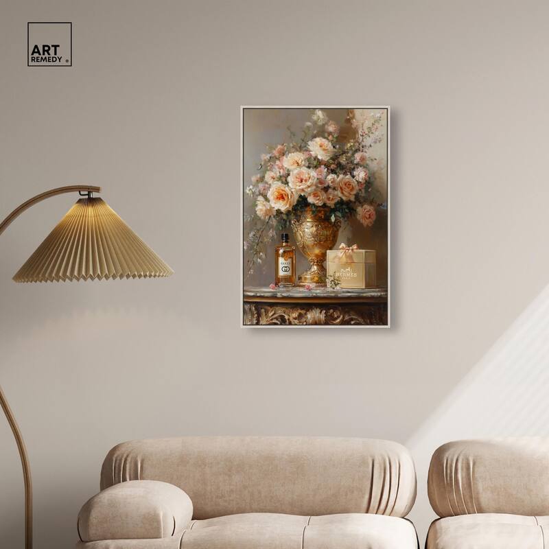 Classical Vase Tans and Floral Canvas by Art Remedy