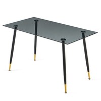 Glass Rectangle Grey Tables Glass Table Top and Metal Legs for Small ...
