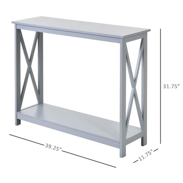 HomCom 2-Tier Bench Sofa Console Table with Underneath Storage Shelf ...