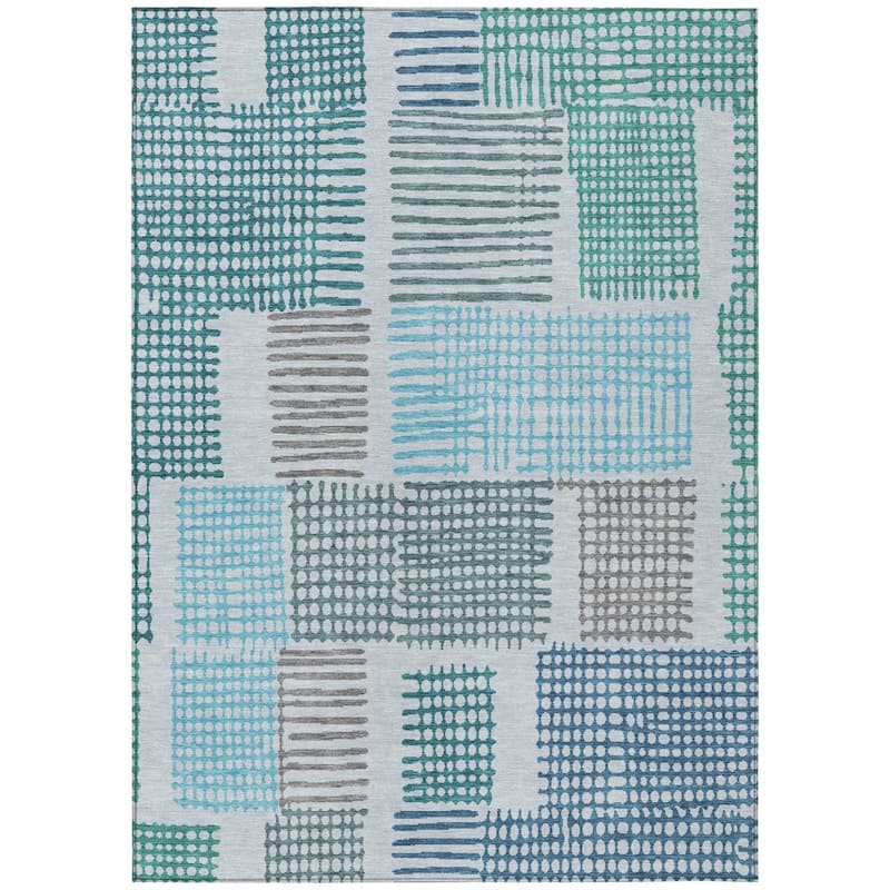 HomeRoots Geometric Transitional Rectangle Outdoor Rug