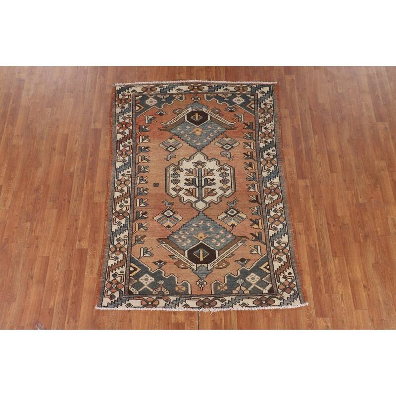 Bakhtiari Persian Accent Rug Hand-Knotted Wool Carpet - 4'4" x 6'2"
