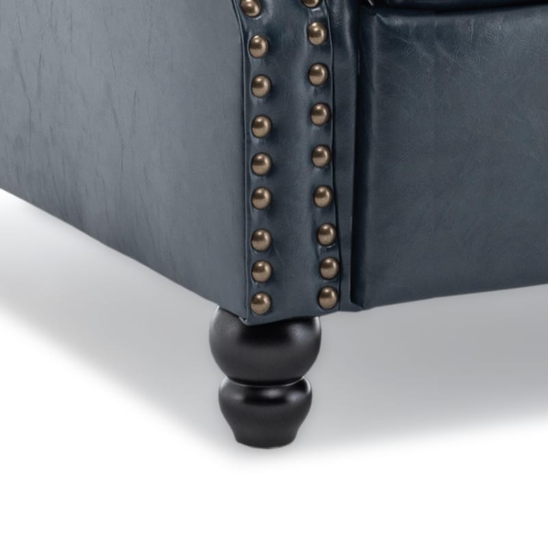 Mid-Century Nailhead PU Leather Linen Recliner