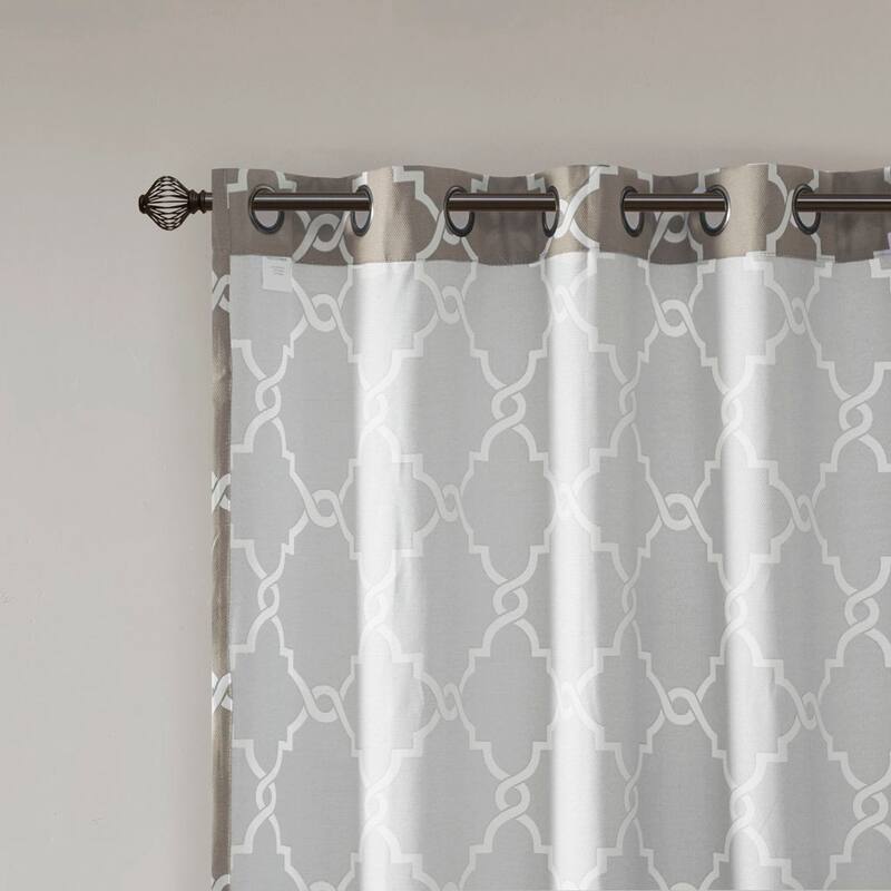 Fretwork Print Grommet Top Window Curtain Panel(Only 1 Pc Panel)