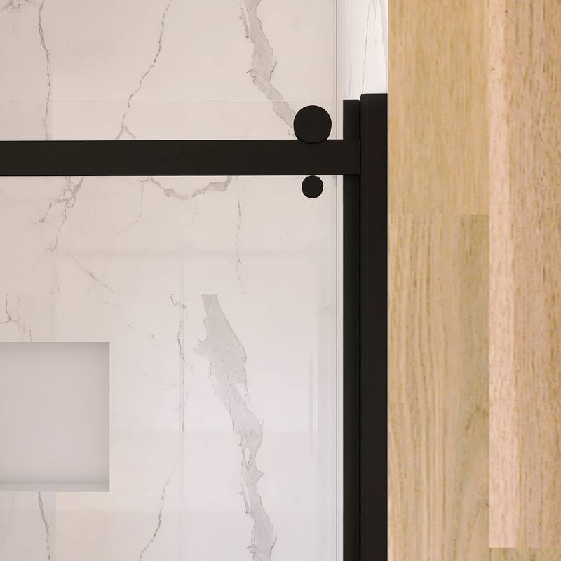60'' x 72'' Single Sliding Frameless Shower Door in Matte Black - 60'' x 0.25'' x 72''