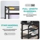 preview thumbnail 8 of 14, Black Full Size Metal Loft Bed with L-shaped Desk, LED, and Wardrobe