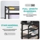 preview thumbnail 9 of 15, Full Size Metal Loft Bed with L-shaped Desk, USB and Wardrobe, Black