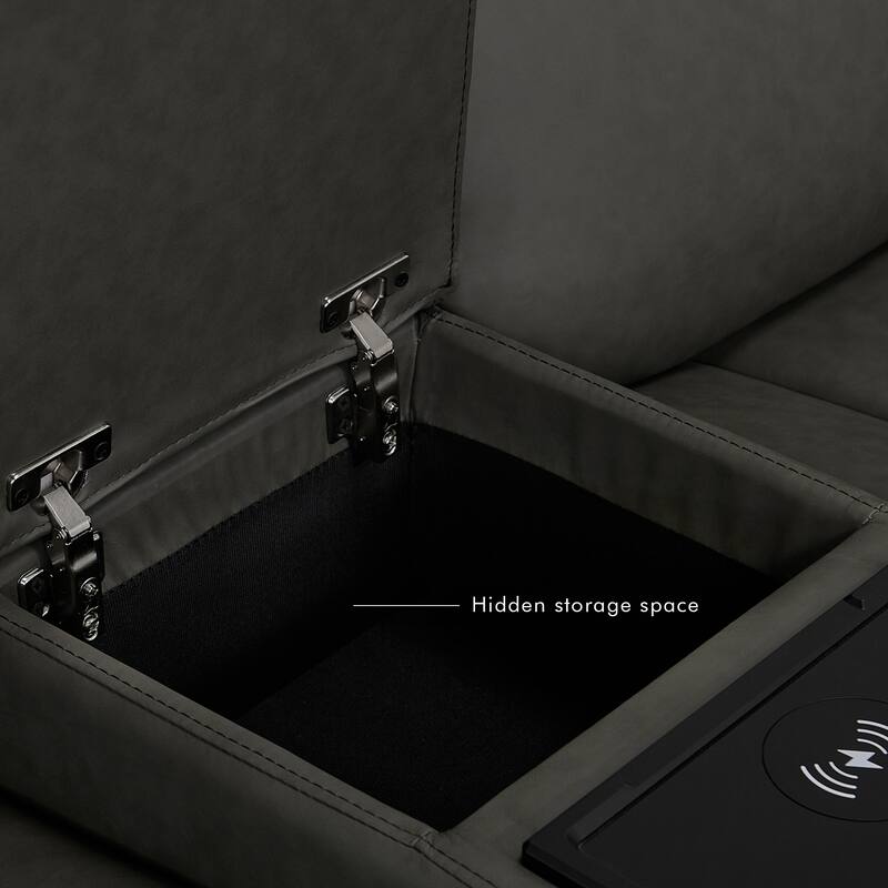 94.5'' W Faux Leather Dual-Power Oversized Width Seat Loveseat with Wireless Charging, Reading Light