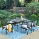 preview thumbnail 35 of 38, MAISON ARTS 7-Piece Patio Dining Set Steel Panel Table & 6 Dining Arm Chairs