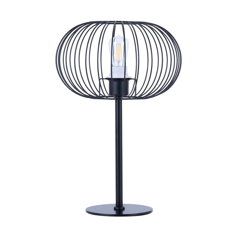CO-Z 17" Modern Desk Lamp Table Lamp with White Fabric Shade and Metal Cage Frame