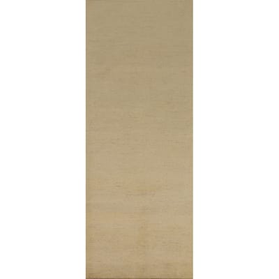 Modern Muted Yellow Gabbeh Runner Rug Hand-Knotted Wool Carpet - 2'8" x 9'8"