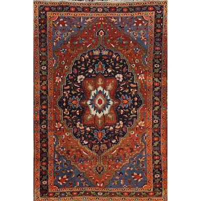 Antique Vegetable Dye Floral Sarouk Farahan Persian Area Rug Handmade - 3'5" x 4'10"