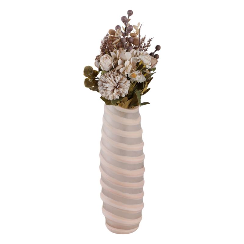 Glass Vase Carved Tall Ribbed Silhouette for Floral Arrangements