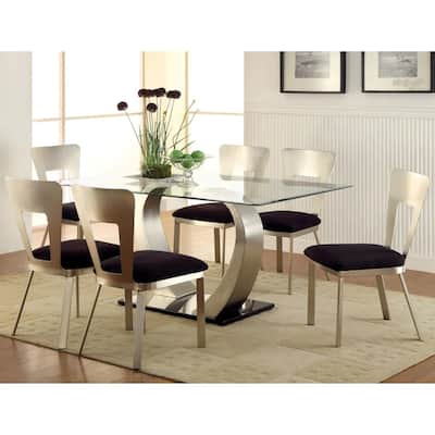 Set of 2 Microfiber and Metal Side Chairs