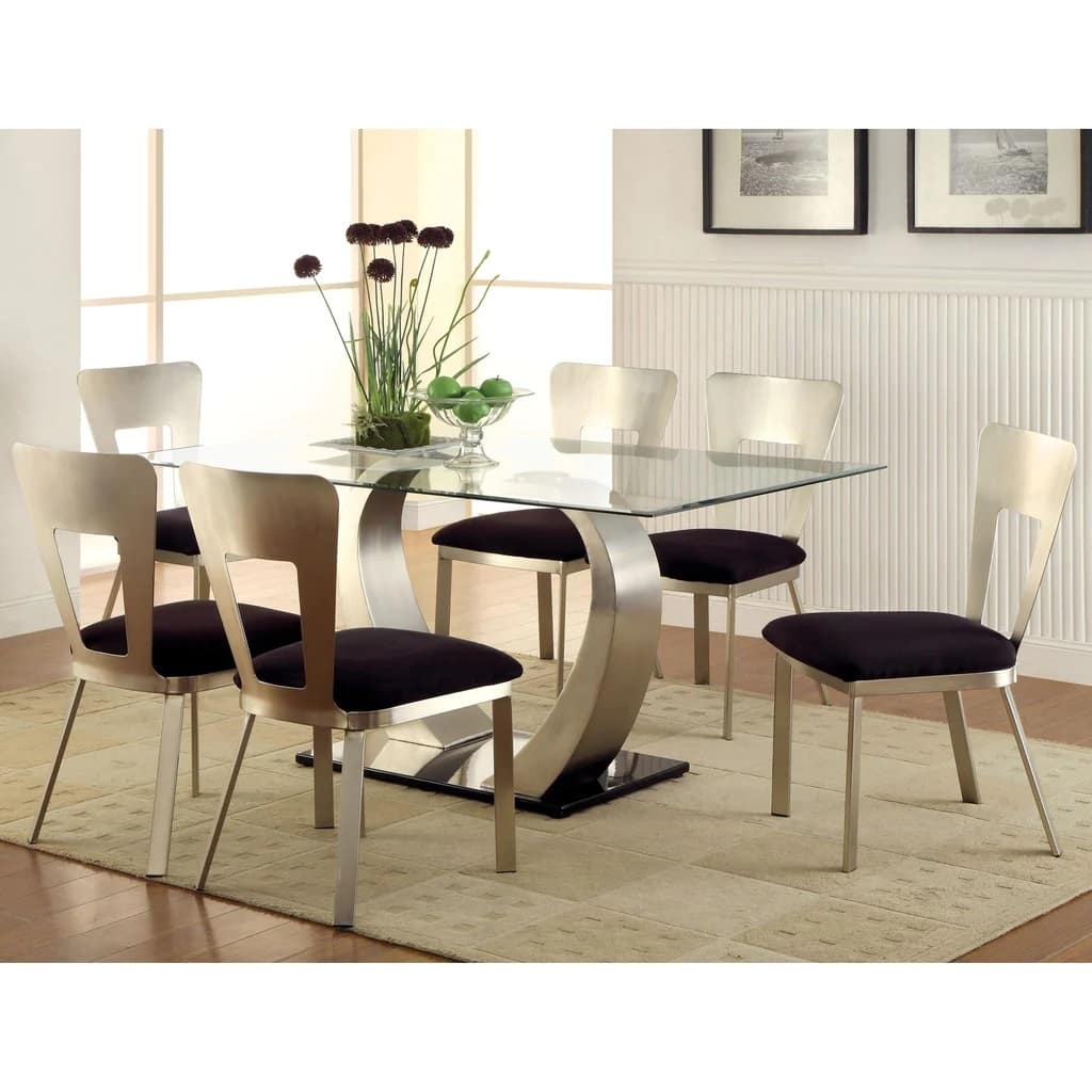 Set of 2 Microfiber and Metal Side Chairs