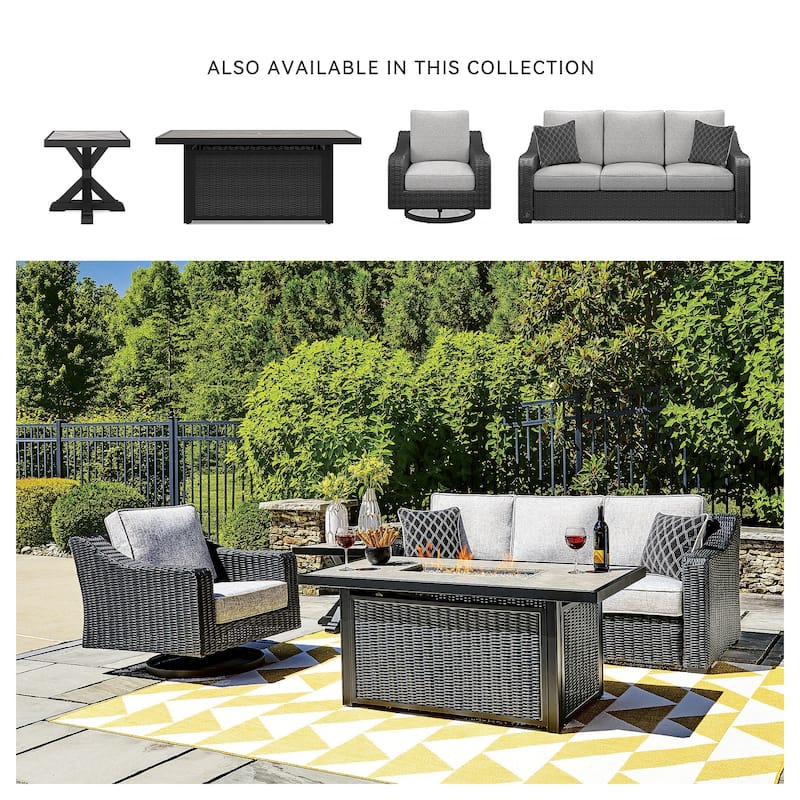 Beachcroft Outdoor Rectangular Fire Pit Table - 58" W x 30" D x 25.13" H
