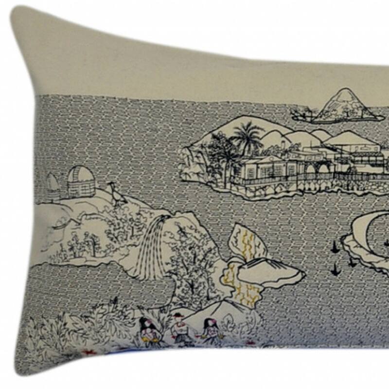 HomeRoots 14" X 45" Cream Hawaii Daylight Skyline Lumbar Decorative Pillow
