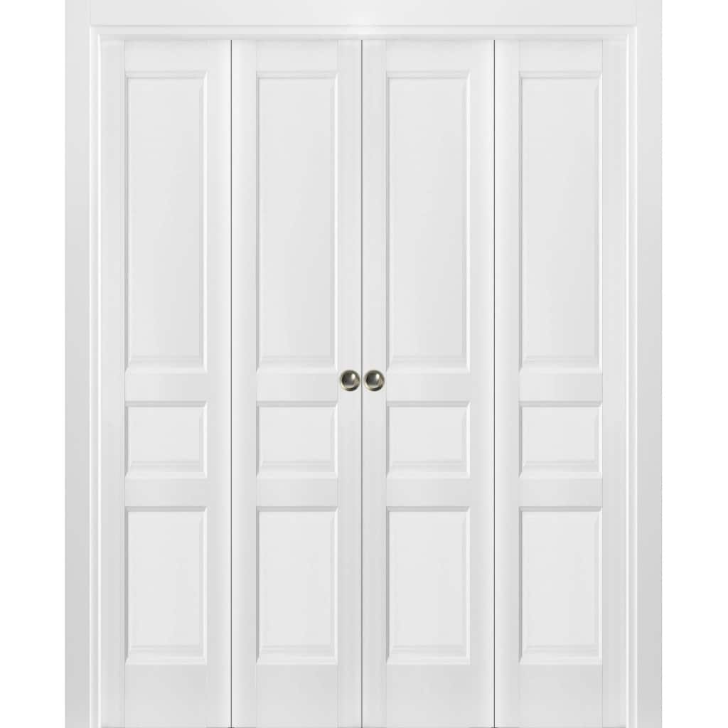 SartoDoors Lucia 31 | Closet Door Bi-fold Door | Solid Wood | Hardware Set | 72x80, White Silk Bedroom Door Bathroom Door