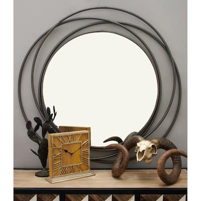 Stylish Metal Wall Mirror with Overlapping Circles and Foiled Finish - Gold or Gray