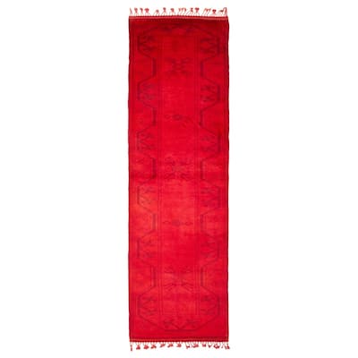 ECARPETGALLERY Hand-knotted Color Transition Red Wool Rug - 2'8 x 9'5